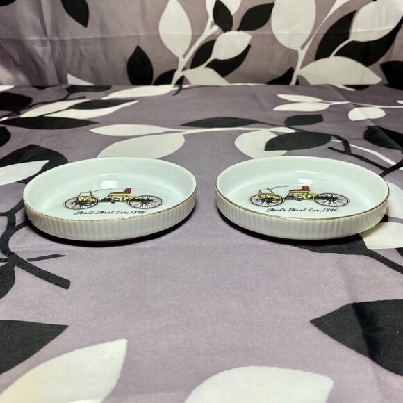 Ford's First Car 1896 Automobile Ceramic Drink Coasters Japan Antique Set Of 2 - Picture 4 of 10